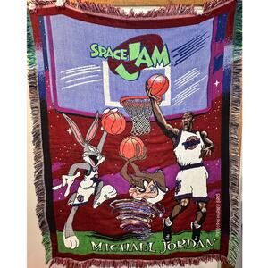VTG Space Jam Michael Jordan Taz Bugs Bunny Tapestry Throw Blanket 46"x60" Tunes